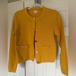 Jcrew cropped lady jacket sweater cardigan. Sz Small. Yellow. Worn once.